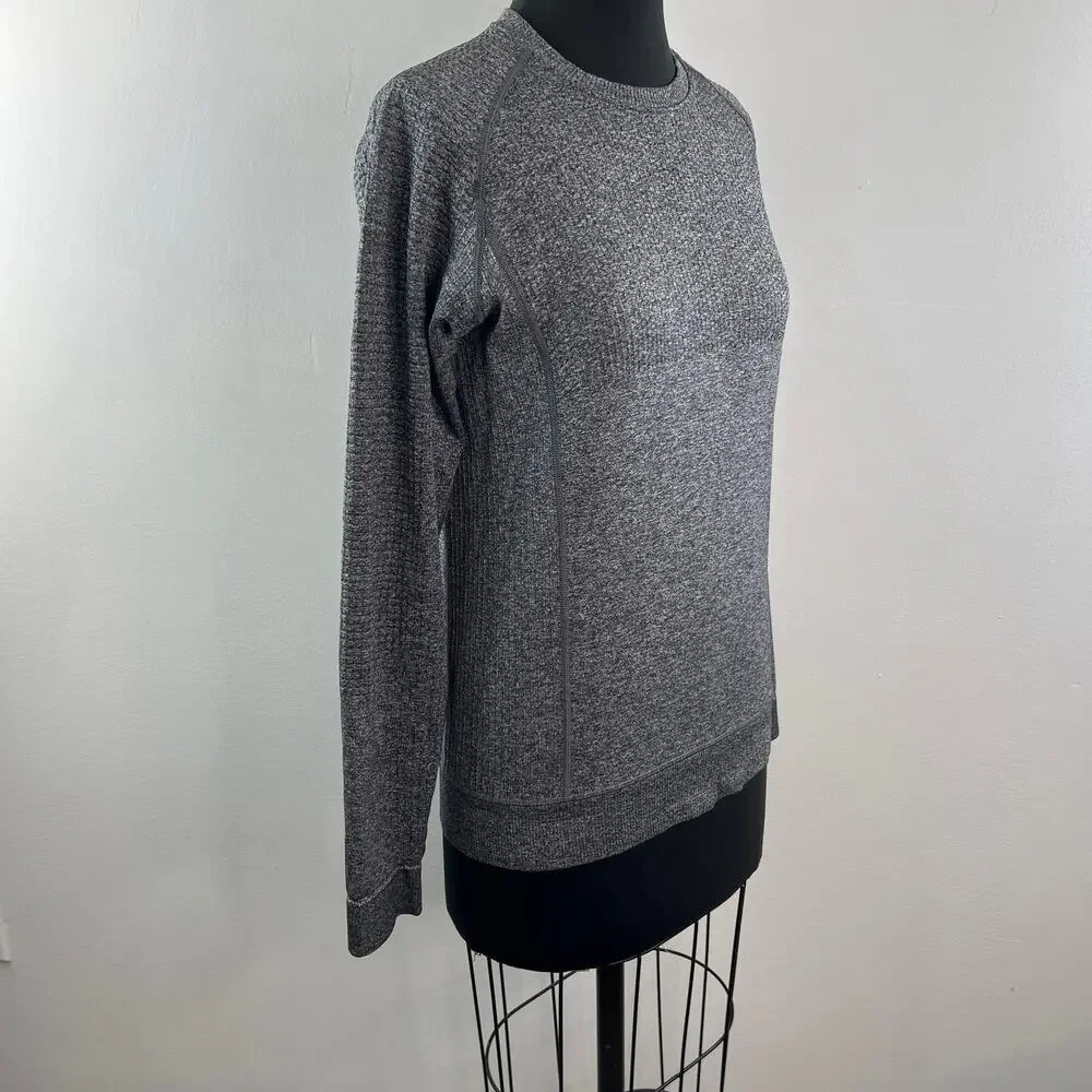 Lululemon Engineered Warmth Wool Long Sleeve Crew Black White Pullover Top Sz? M